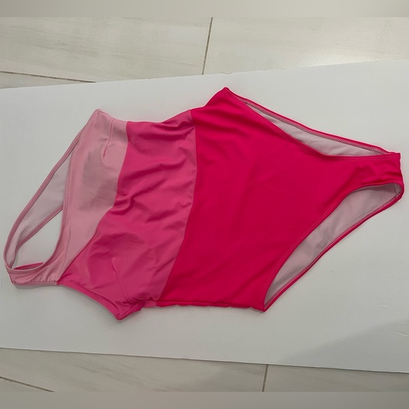 Barbie Colors Pink One Piece Swimsuit One Shoulder Cut Out Back Size XL. - Picture 2 of 6